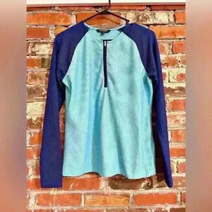 Lauren Ralph Lauren 3/4 Zip Blue Waffle Pullover Size L